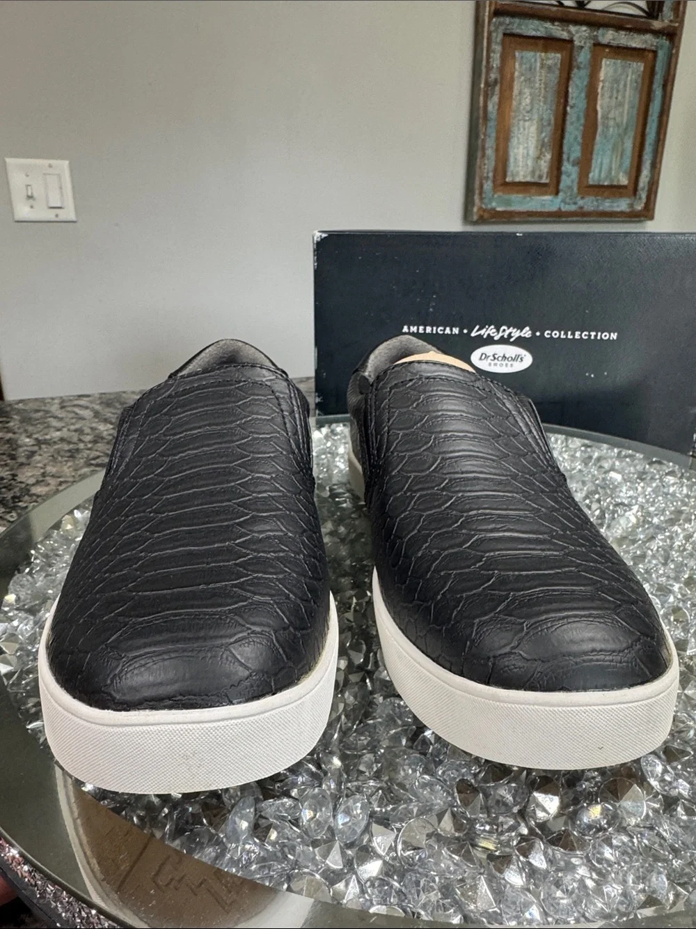 Dr. Scholl's Black Slip-On Loafers with White Sole